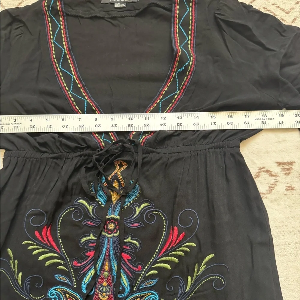 Black Boho Embroidery Tunic Top - Picture 12 of 12
